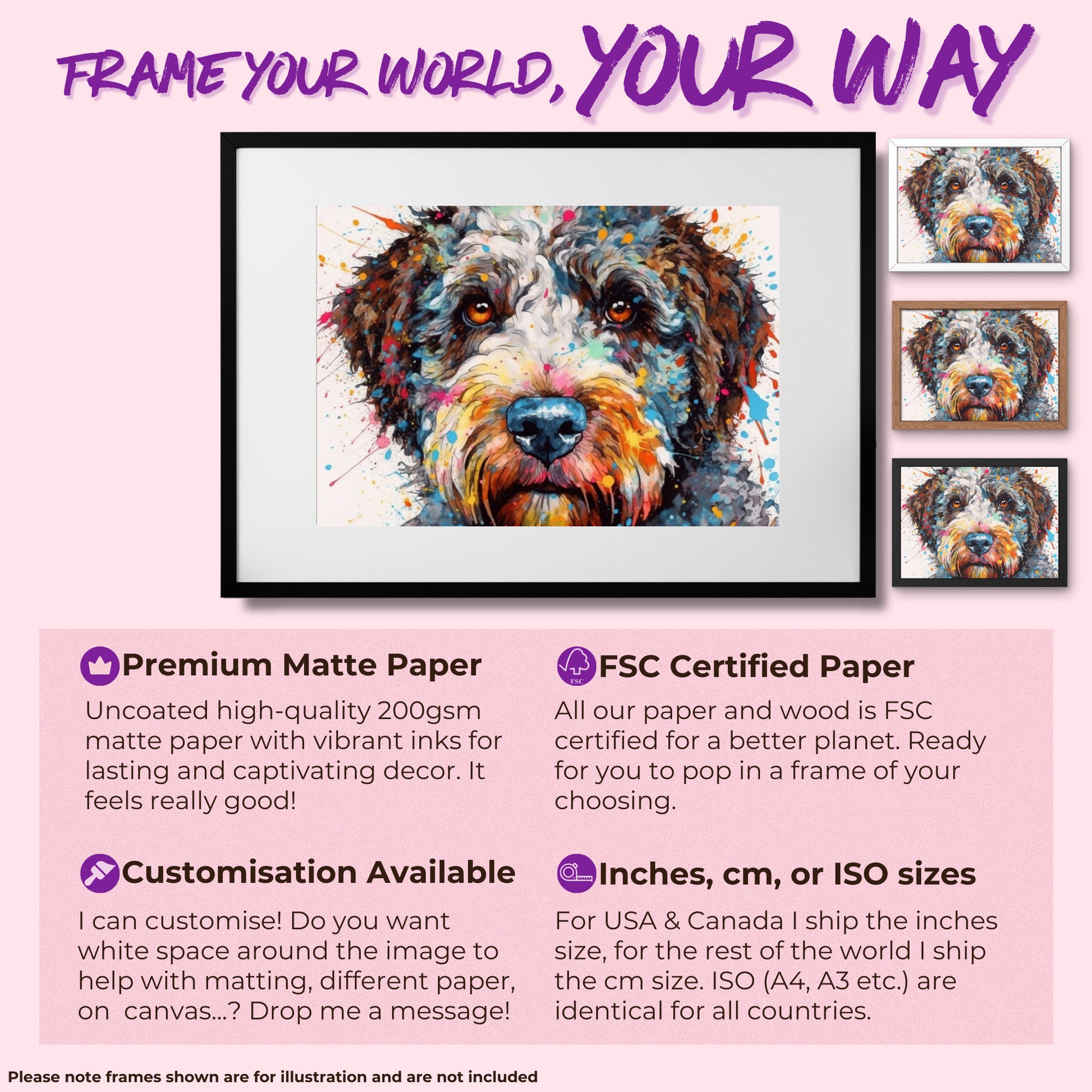 Lagotto Romagnolo Canvas or Poster Print. Colourful Watercolour Happy Truffle Dog Painting Splatter Paint Splash Art Animal Wall Decor Gifts - CanvasityCrafts - Free Shipping