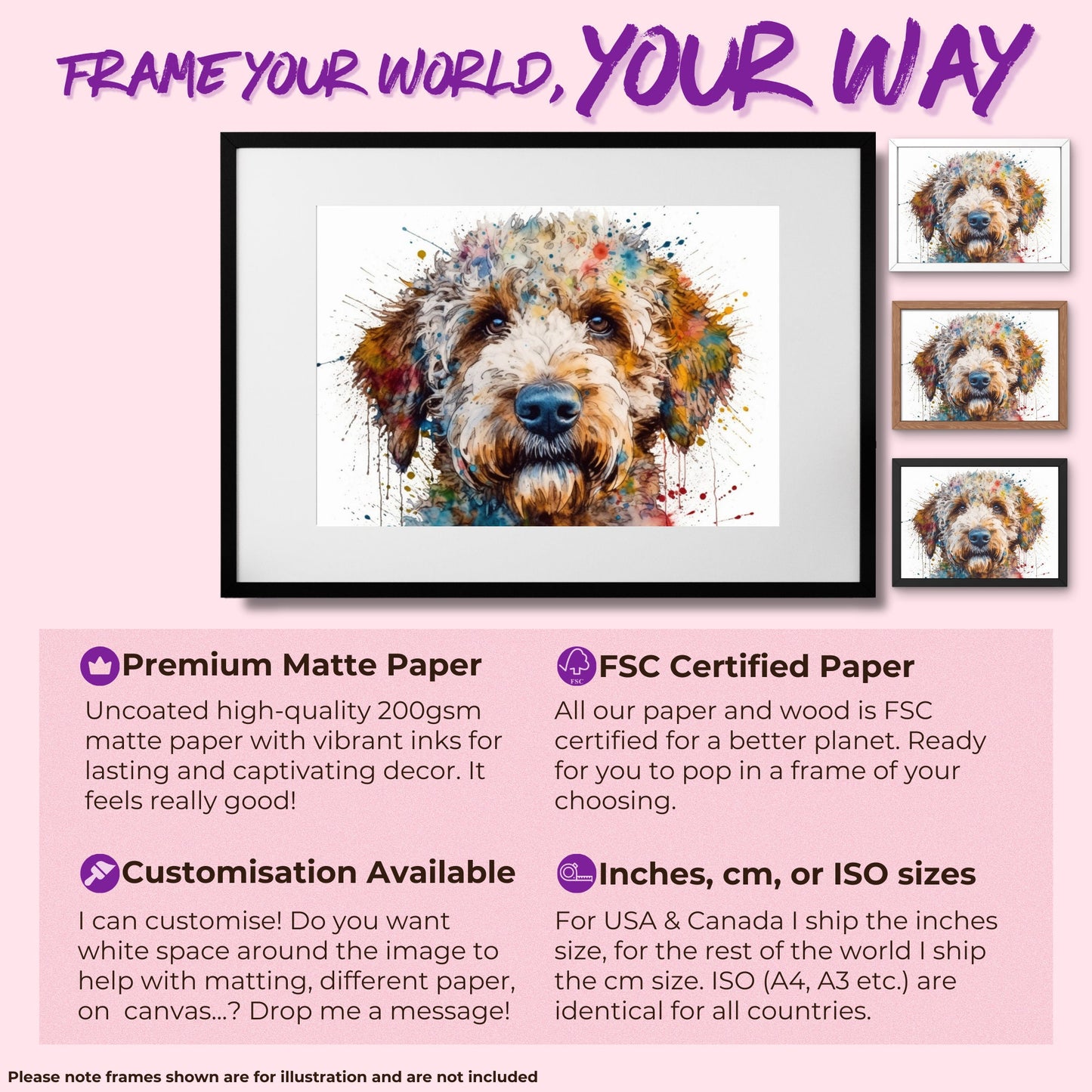 Lagotto Romagnolo Canvas or Poster Print. Colourful Watercolour Happy Truffle Dog Painting Splatter Paint Splash Art Animal Wall Decor Gifts - CanvasityCrafts - Free Shipping