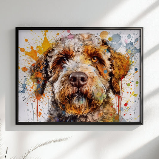 Lagotto Romagnolo Canvas or Poster Print. Colourful Watercolour Happy Truffle Dog Painting Splatter Paint Splash Art Animal Wall Decor Gifts - CanvasityCrafts - Free Shipping