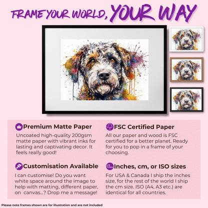 Lagotto Romagnolo Canvas or Poster Print. Colourful Watercolour Happy Truffle Dog Painting Splatter Paint Splash Art Animal Wall Decor Gifts - CanvasityCrafts - Free Shipping