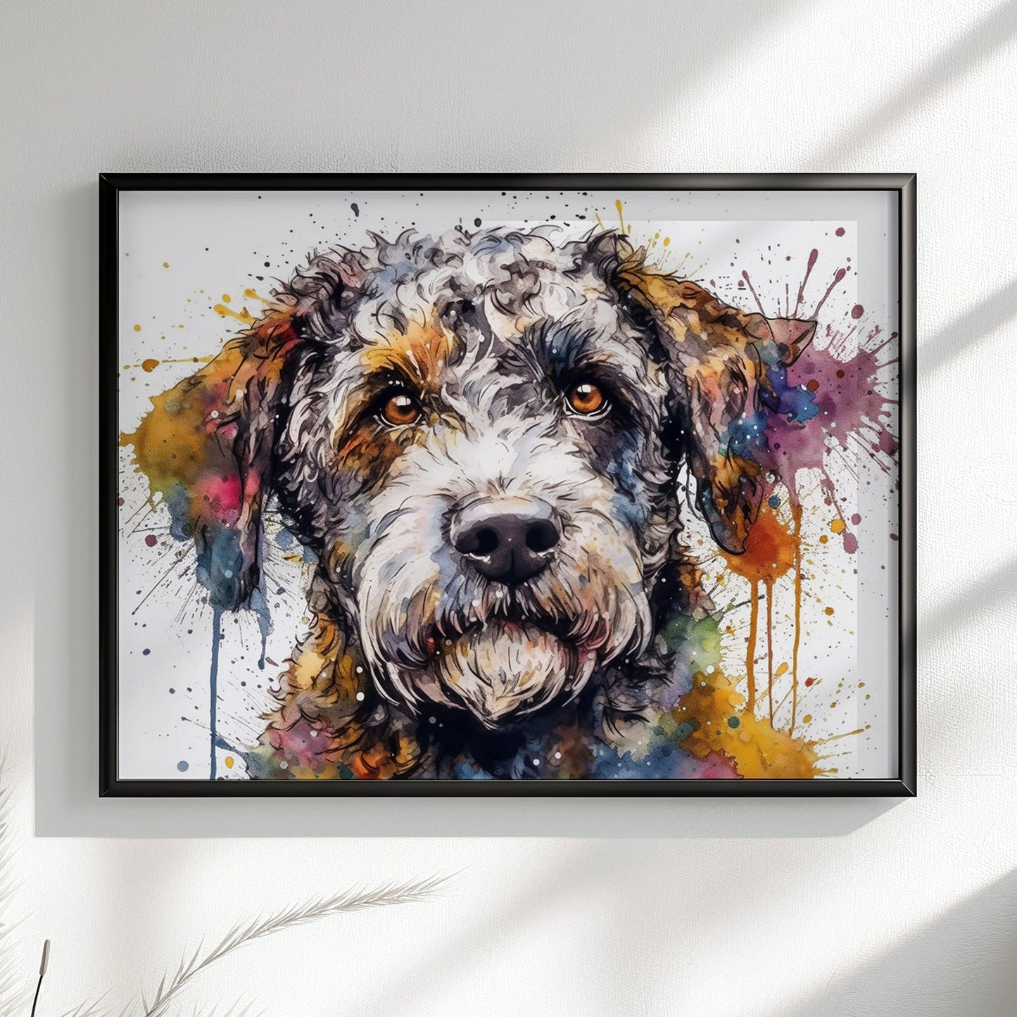 Lagotto Romagnolo Canvas or Poster Print. Colourful Watercolour Happy Truffle Dog Painting Splatter Paint Splash Art Animal Wall Decor Gifts - CanvasityCrafts - Free Shipping