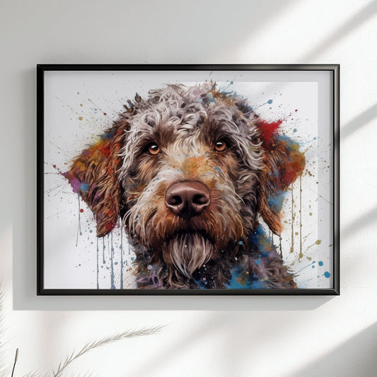 Lagotto Romagnolo Canvas or Poster Print. Colourful Watercolour Happy Truffle Dog Painting Splatter Paint Splash Art Animal Wall Decor Gifts - CanvasityCrafts - Free Shipping