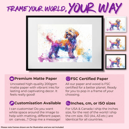 Cute Cockapoo Canvas / Poster Print. Colourful Watercolour Happy Doodle Dog Painting Splatter Paint Splash Art Cream Cavapoo Wall Decor Gift - CanvasityCrafts - Free Shipping