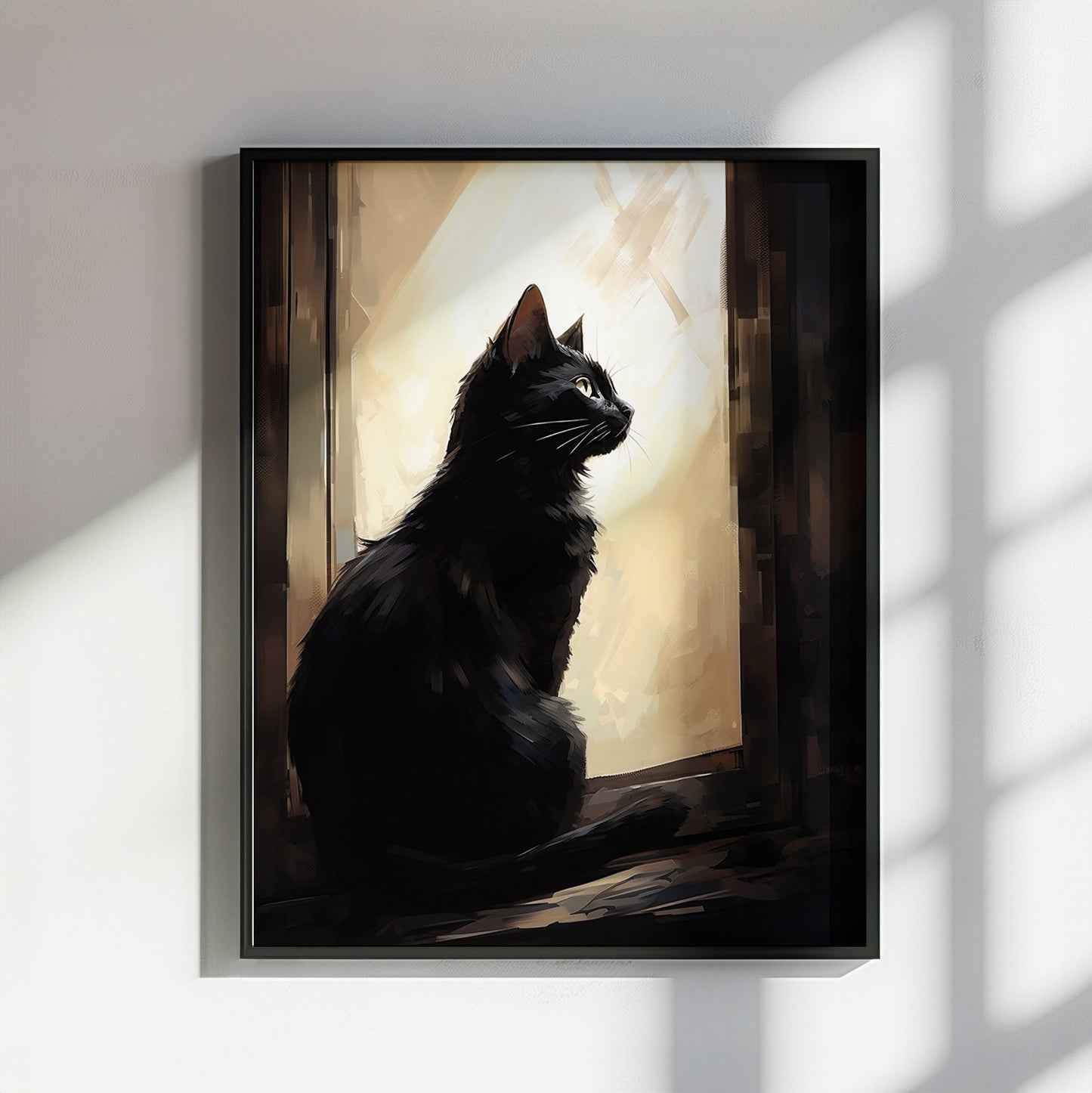 Black Cat at Sunrise Premium Poster or Canvas Print - sunset Decor, Colourful Cat Lover Gift, Le Chat Noir, Pretty Feline Wall Art, Fine Art - CanvasityCrafts - Free Shipping