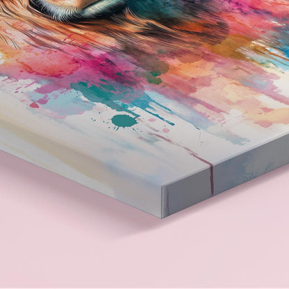 Highland Cow with Sunglasses Canvas / Poster Print. Watercolour Paint Splash Wall Decor Gift Scottish Shaggy Cow Painting Farm Animal Farmer - CanvasityCrafts - Free Shipping