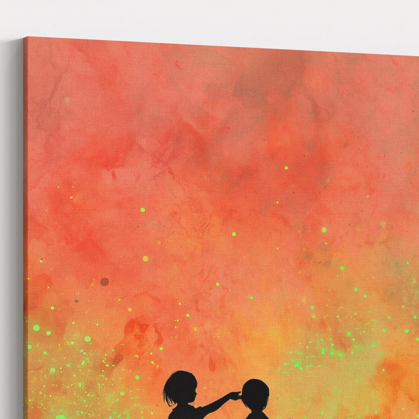 Glowing Fireflies Canvas / Unframed Print. Magical Childhood Keepsake Memories Watercolor Painting Peach Gold Wall Art Fire Flies Picture - CanvasityCrafts - Free Shipping