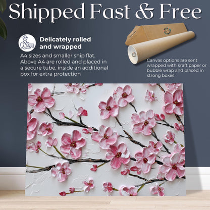 Cherry Blossom Print Canvas / Unframed. Watercolor Japanese Sakura Tree Painting Pink Wall Art Poster Minimalist Stylish Flowers Home - CanvasityCrafts - Free Shipping