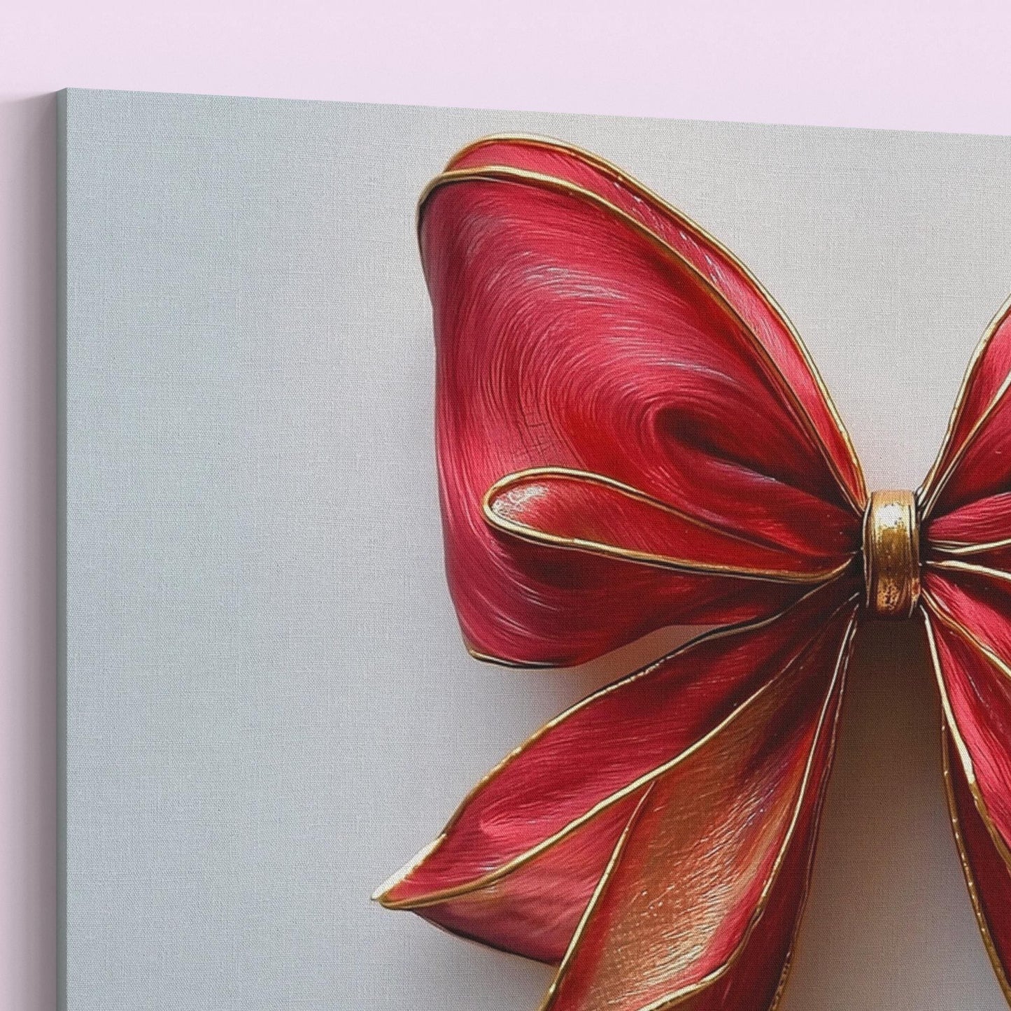 Coquette Wall Art Canvas / Unframed. Pink Red Gold Bow Painting Colorful Poster Luxury Home Decor Gold Accent Ombre Joyful Picture Print - CanvasityCrafts - Free Shipping