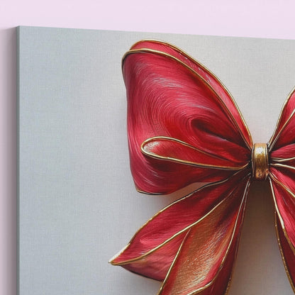 Coquette Wall Art Canvas / Unframed. Pink Red Gold Bow Painting Colorful Poster Luxury Home Decor Gold Accent Ombre Joyful Picture Print - CanvasityCrafts - Free Shipping