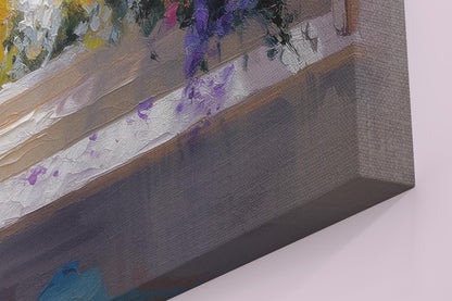 Wildflowers & Open Window Canvas / Unframed Print. Ocean View Coastal Art Beach Sea Living Room Kitchen Painting Picture Poster Wall Decor - CanvasityCrafts - Free Shipping