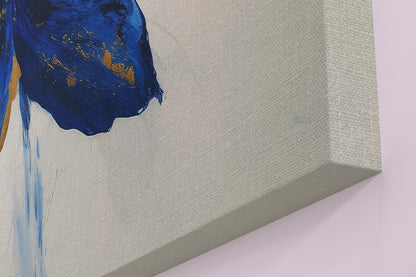 Blue Flower Art Canvas / Unframed Print. Abstract Contemporary Glamorous Art, Blue Gold Picture, Floral Wall Decor, Glamourous Art Poster - CanvasityCrafts - Free Shipping