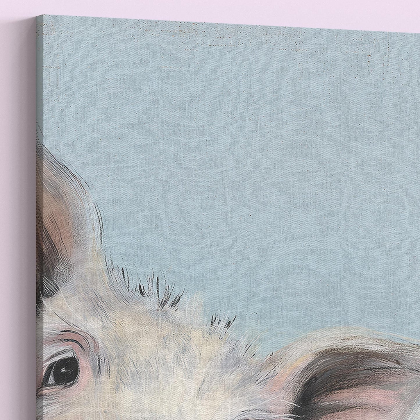 Cute Piglet Art Print Canvas / Unframed. Beautiful Blue Wall Decor, Colorful Farm Animal Pig Wall Art Painting Farmer Gift Nursery Picture - CanvasityCrafts - Free Shipping