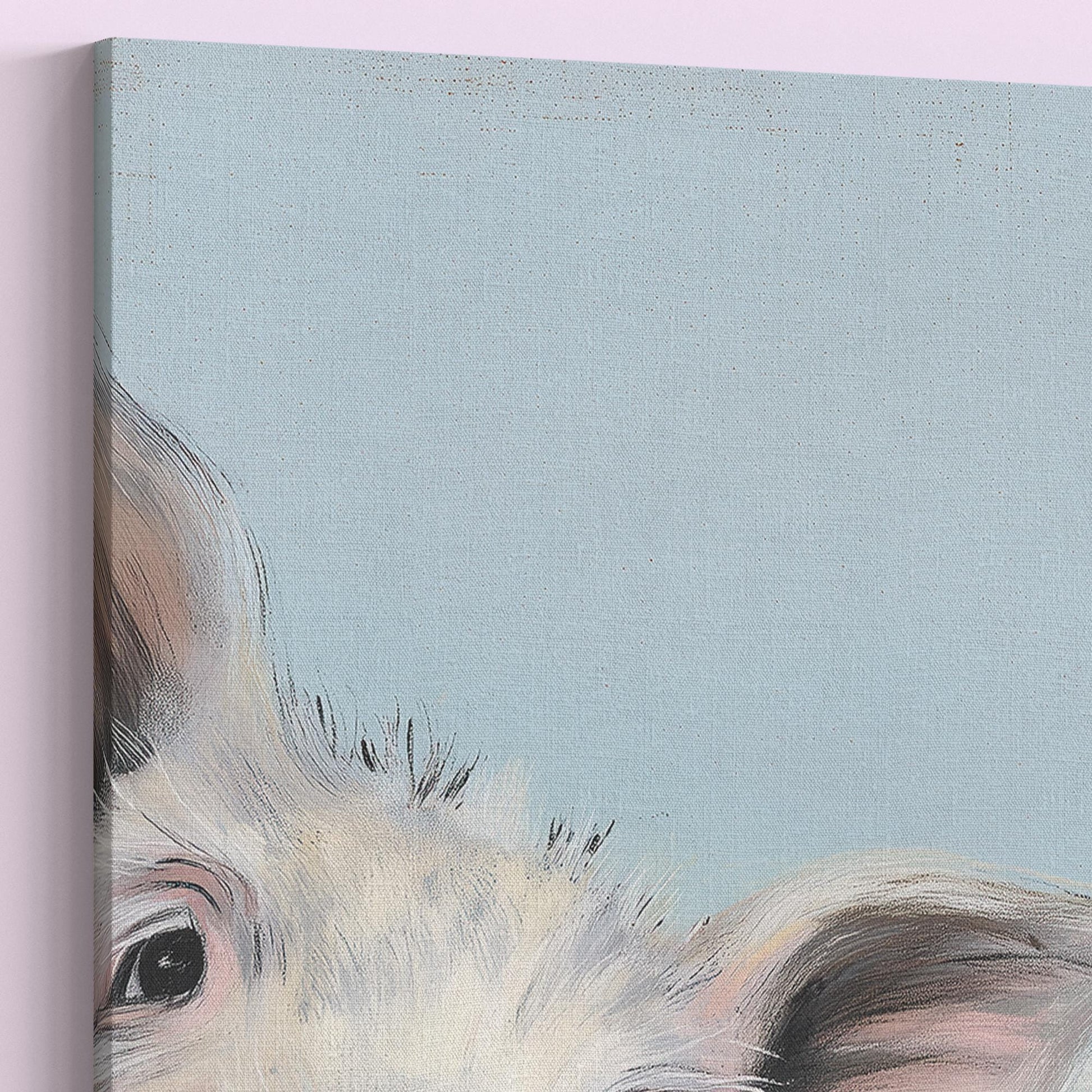 Cute Piglet Art Print Canvas / Unframed. Beautiful Blue Wall Decor, Colorful Farm Animal Pig Wall Art Painting Farmer Gift Nursery Picture - CanvasityCrafts - Free Shipping