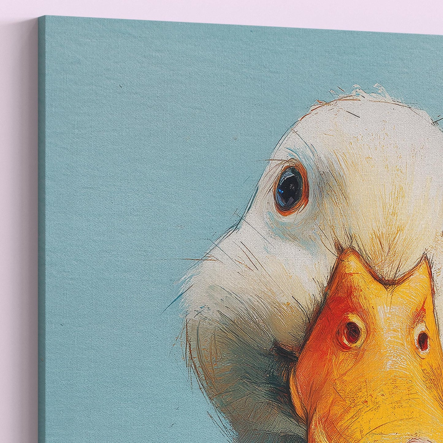 Duck Painting Canvas / Unframed. Vintage Duck Art Print, Funny Bird Portrait, Cute Animal Painting Blue Farm Wall Decor, Farmer Gift Idea - CanvasityCrafts - Free Shipping