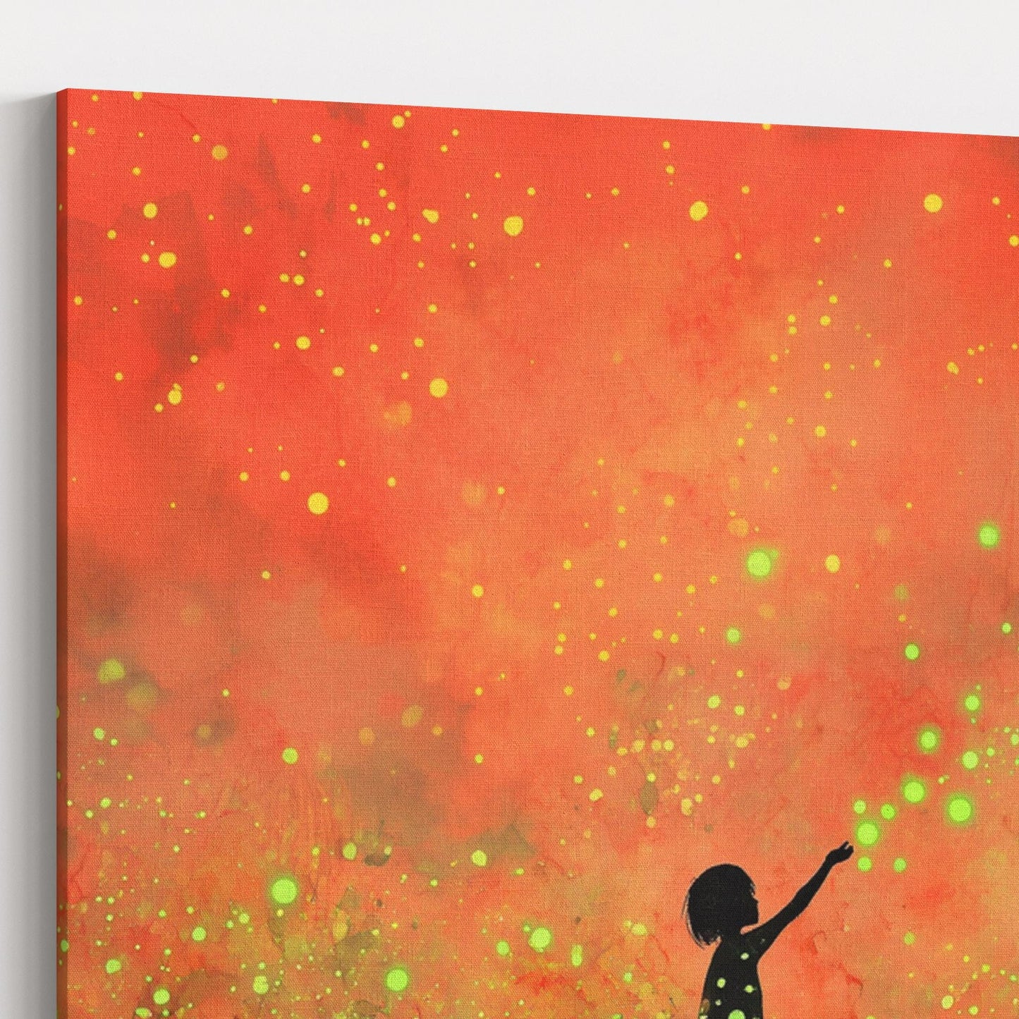 Glowing Fireflies Canvas / Unframed Print. Magical Childhood Keepsake Memories Watercolor Painting Peach Gold Wall Art Fire Flies Picture - CanvasityCrafts - Free Shipping