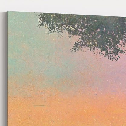 Child on a Swing Canvas / Unframed Print. Magical Childhood Keepsake Memories Watercolor Painting Coral Teal Wall Art Silhouette Picture - CanvasityCrafts - Free Shipping