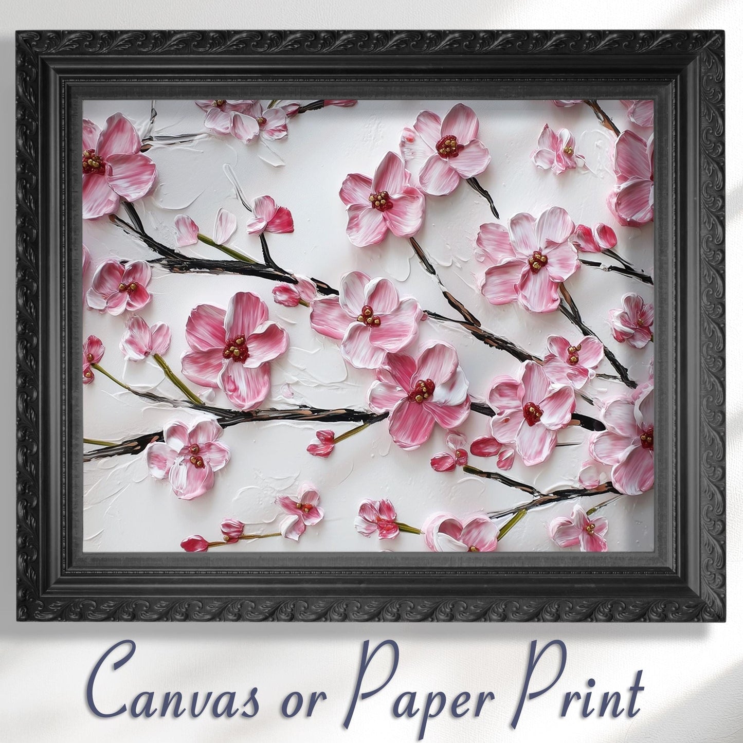 Cherry Blossom Print Canvas / Unframed. Watercolor Japanese Sakura Tree Painting Pink Wall Art Poster Minimalist Stylish Flowers Home - CanvasityCrafts - Free Shipping