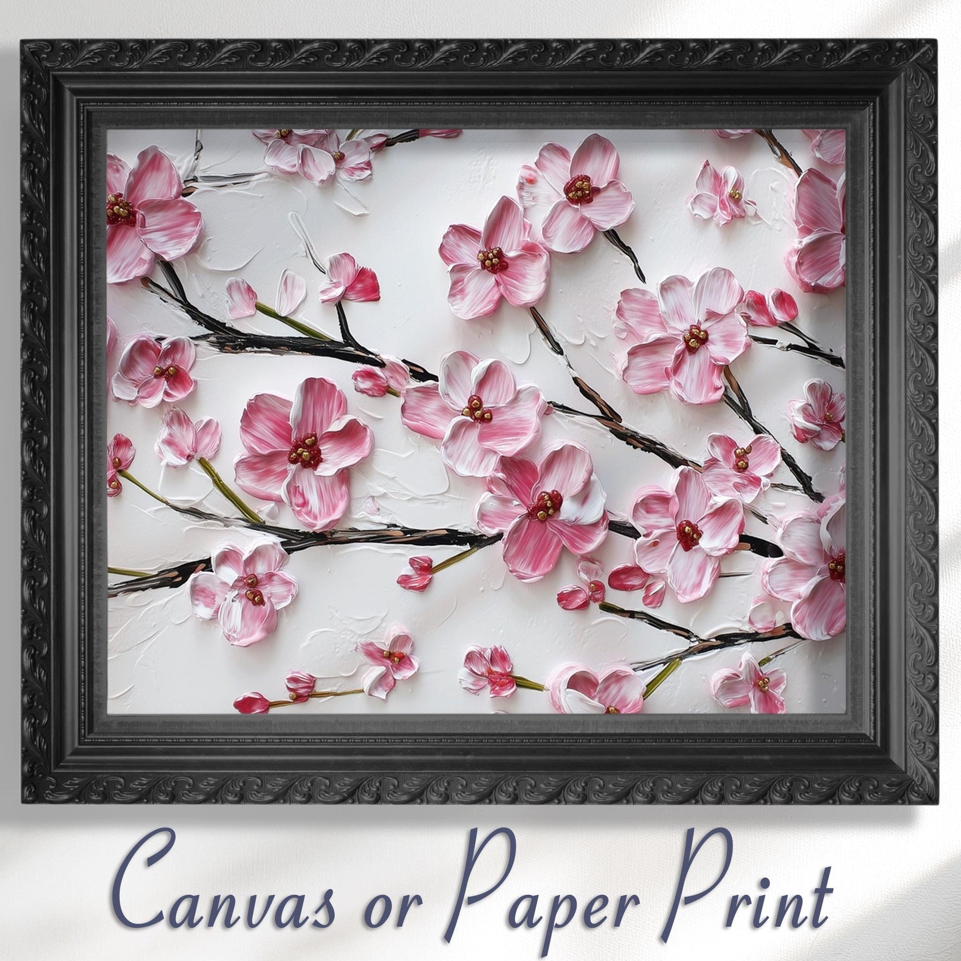 Cherry Blossom Print Canvas / Unframed. Watercolor Japanese Sakura Tree Painting Pink Wall Art Poster Minimalist Stylish Flowers Home - CanvasityCrafts - Free Shipping