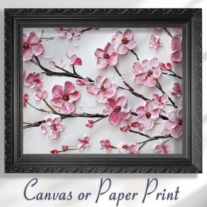 Cherry Blossom Print Canvas / Unframed. Watercolor Japanese Sakura Tree Painting Pink Wall Art Poster Minimalist Stylish Flowers Home - CanvasityCrafts - Free Shipping