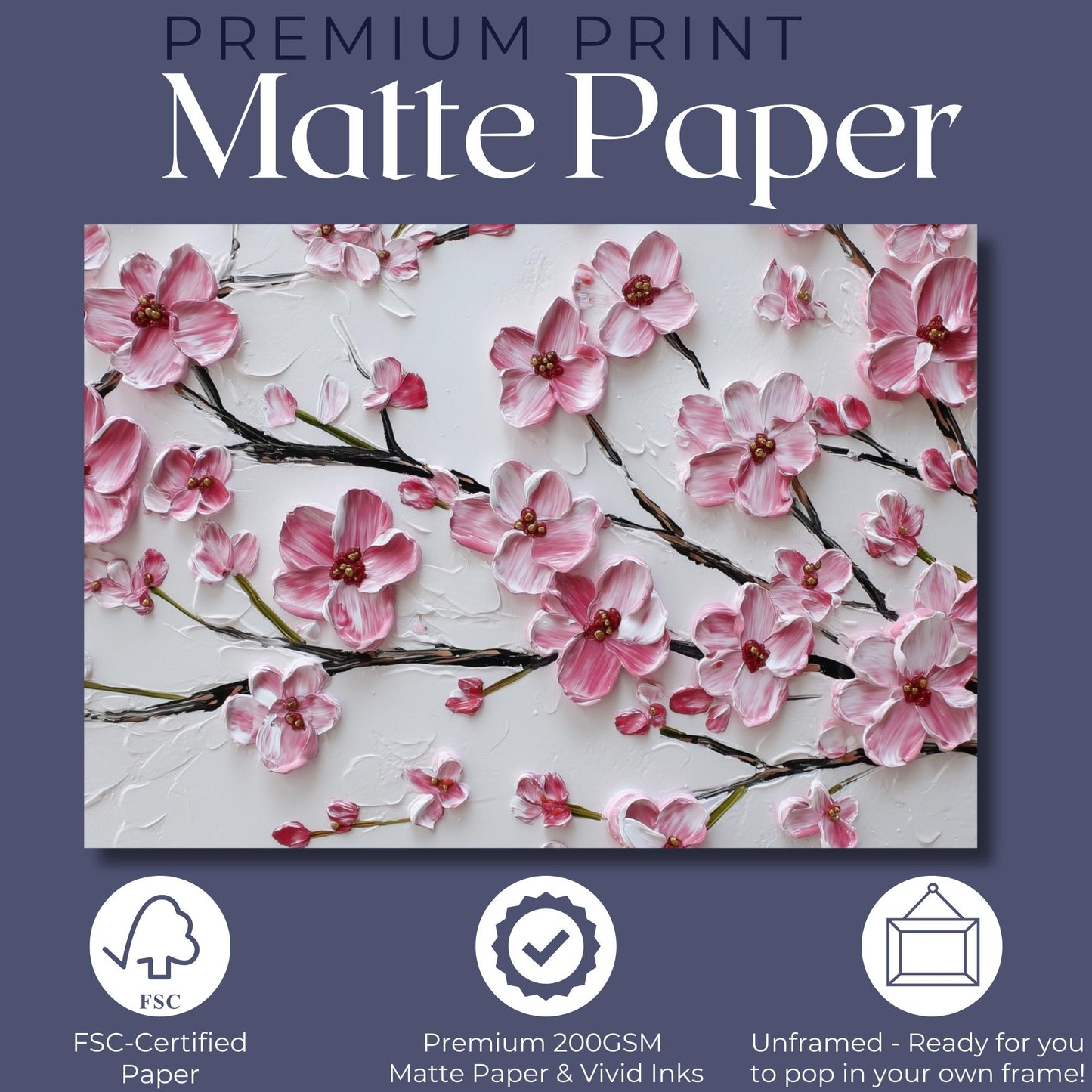 Cherry Blossom Print Canvas / Unframed. Watercolor Japanese Sakura Tree Painting Pink Wall Art Poster Minimalist Stylish Flowers Home - CanvasityCrafts - Free Shipping