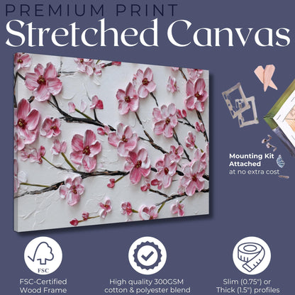 Cherry Blossom Print Canvas / Unframed. Watercolor Japanese Sakura Tree Painting Pink Wall Art Poster Minimalist Stylish Flowers Home - CanvasityCrafts - Free Shipping