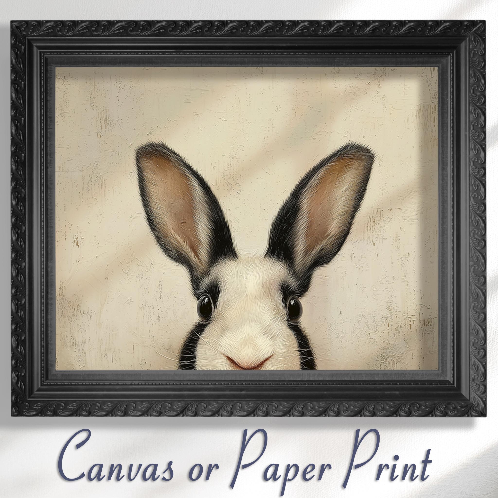 Rabbit Art Print Canvas / Unframed. Adorable Bunny Wall Decor, Neutral ...