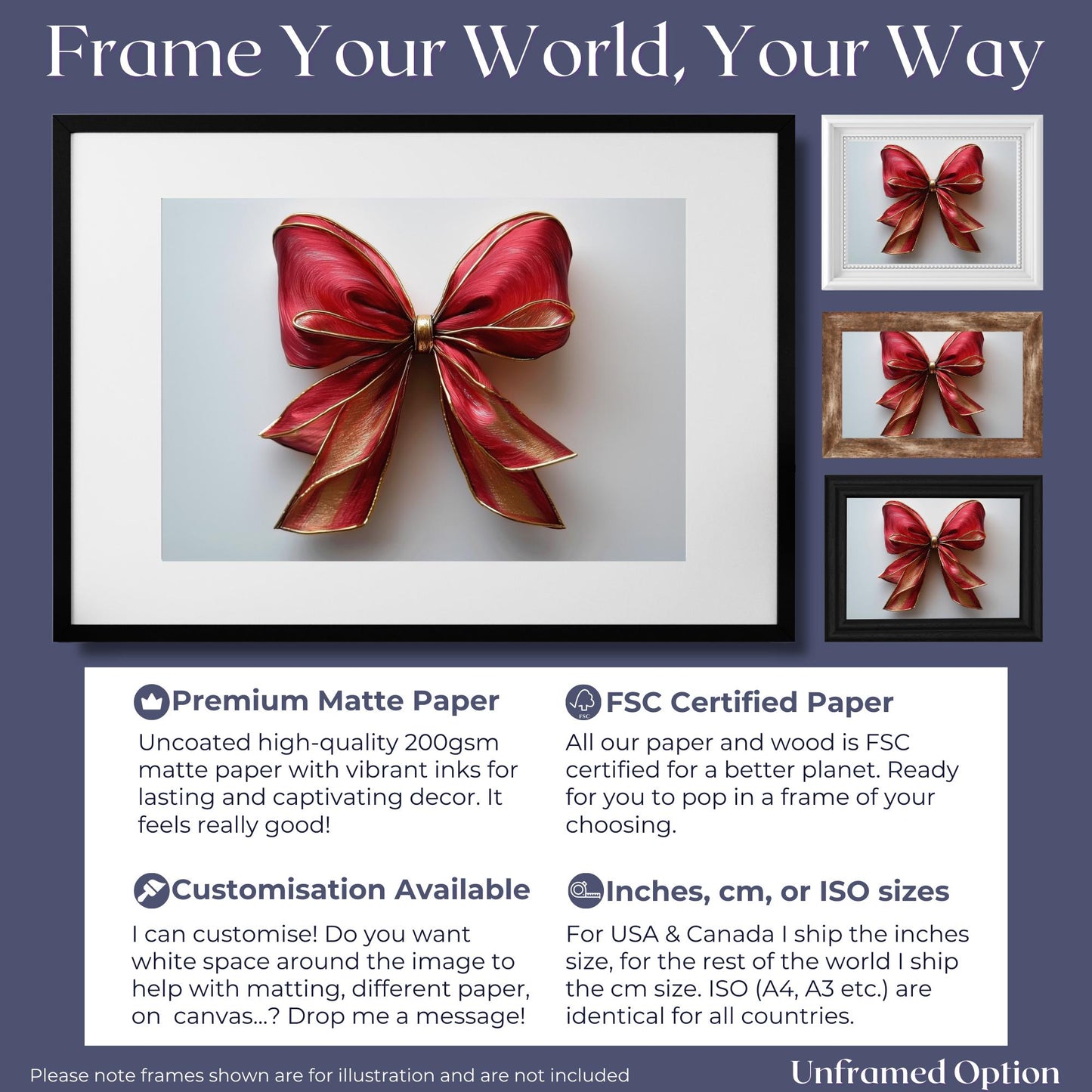 Coquette Wall Art Canvas / Unframed. Pink Red Gold Bow Painting Colorful Poster Luxury Home Decor Gold Accent Ombre Joyful Picture Print - CanvasityCrafts - Free Shipping