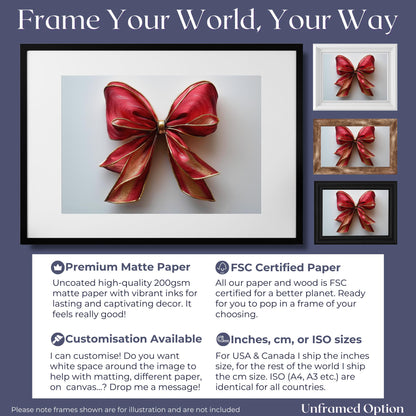 Coquette Wall Art Canvas / Unframed. Pink Red Gold Bow Painting Colorful Poster Luxury Home Decor Gold Accent Ombre Joyful Picture Print - CanvasityCrafts - Free Shipping