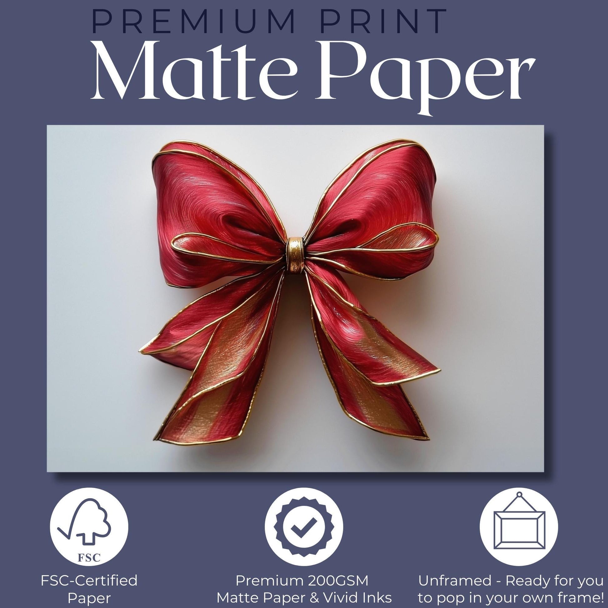 Coquette Wall Art Canvas / Unframed. Pink Red Gold Bow Painting Colorful Poster Luxury Home Decor Gold Accent Ombre Joyful Picture Print - CanvasityCrafts - Free Shipping