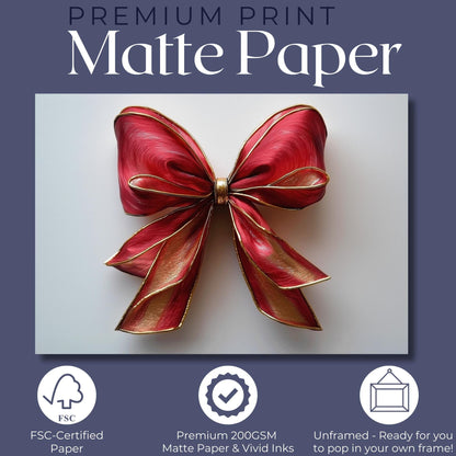 Coquette Wall Art Canvas / Unframed. Pink Red Gold Bow Painting Colorful Poster Luxury Home Decor Gold Accent Ombre Joyful Picture Print - CanvasityCrafts - Free Shipping