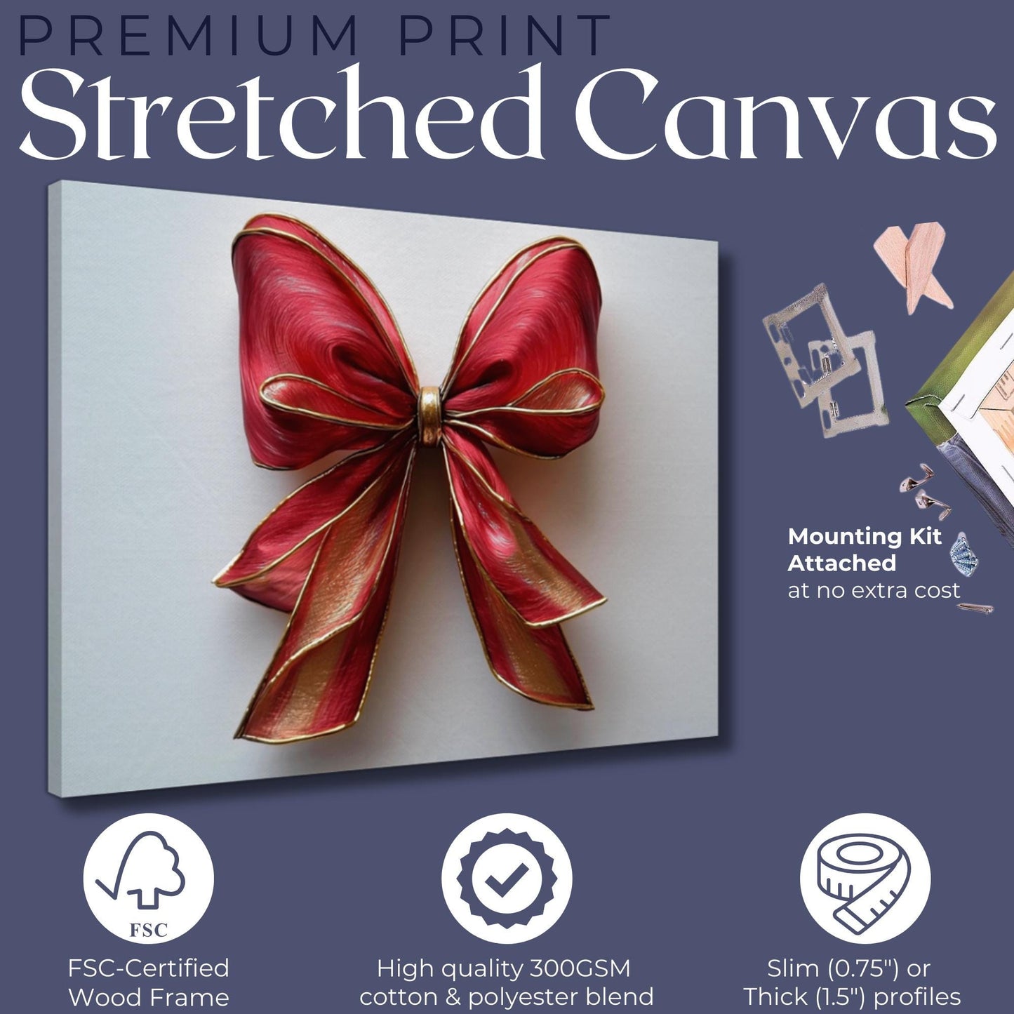 Coquette Wall Art Canvas / Unframed. Pink Red Gold Bow Painting Colorful Poster Luxury Home Decor Gold Accent Ombre Joyful Picture Print - CanvasityCrafts - Free Shipping