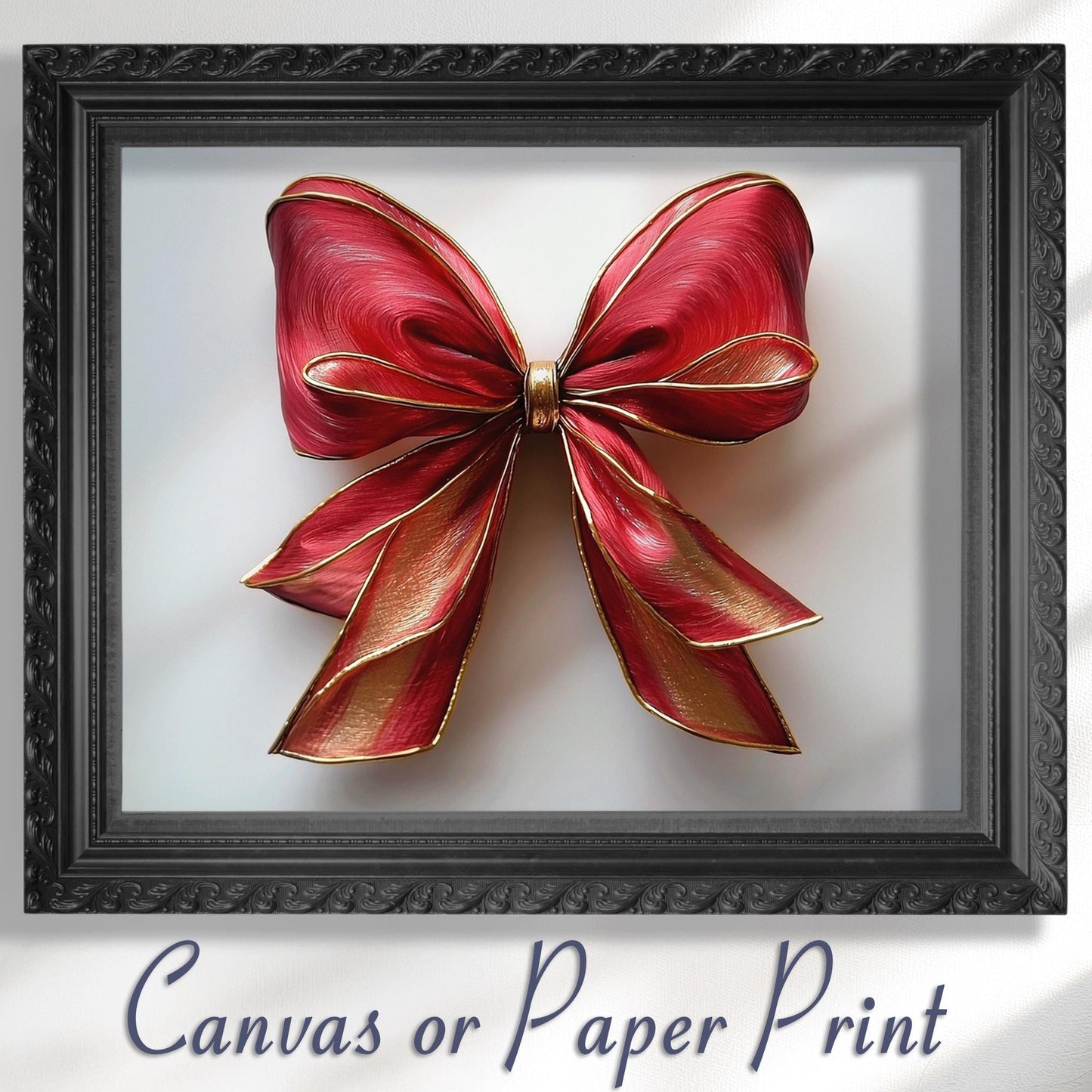 Coquette Wall Art Canvas / Unframed. Pink Red Gold Bow Painting Colorful Poster Luxury Home Decor Gold Accent Ombre Joyful Picture Print - CanvasityCrafts - Free Shipping