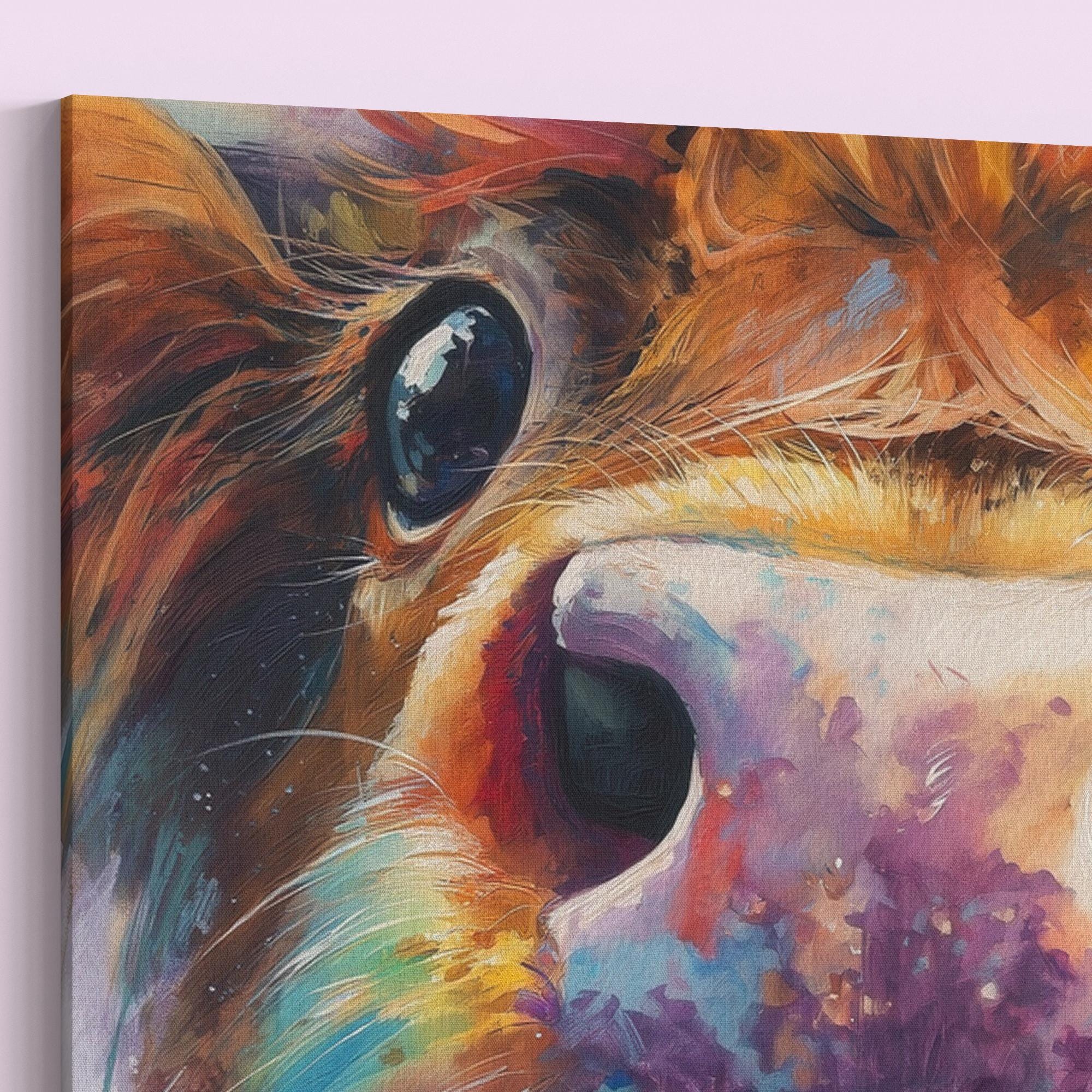 Highland Cow Print Canvas / Unframed. Colourful Farm Animal Wall Art, Rustic Home Decor, Multicolor Coo Gift Painting Poster Picture Farmer - CanvasityCrafts - Free Shipping