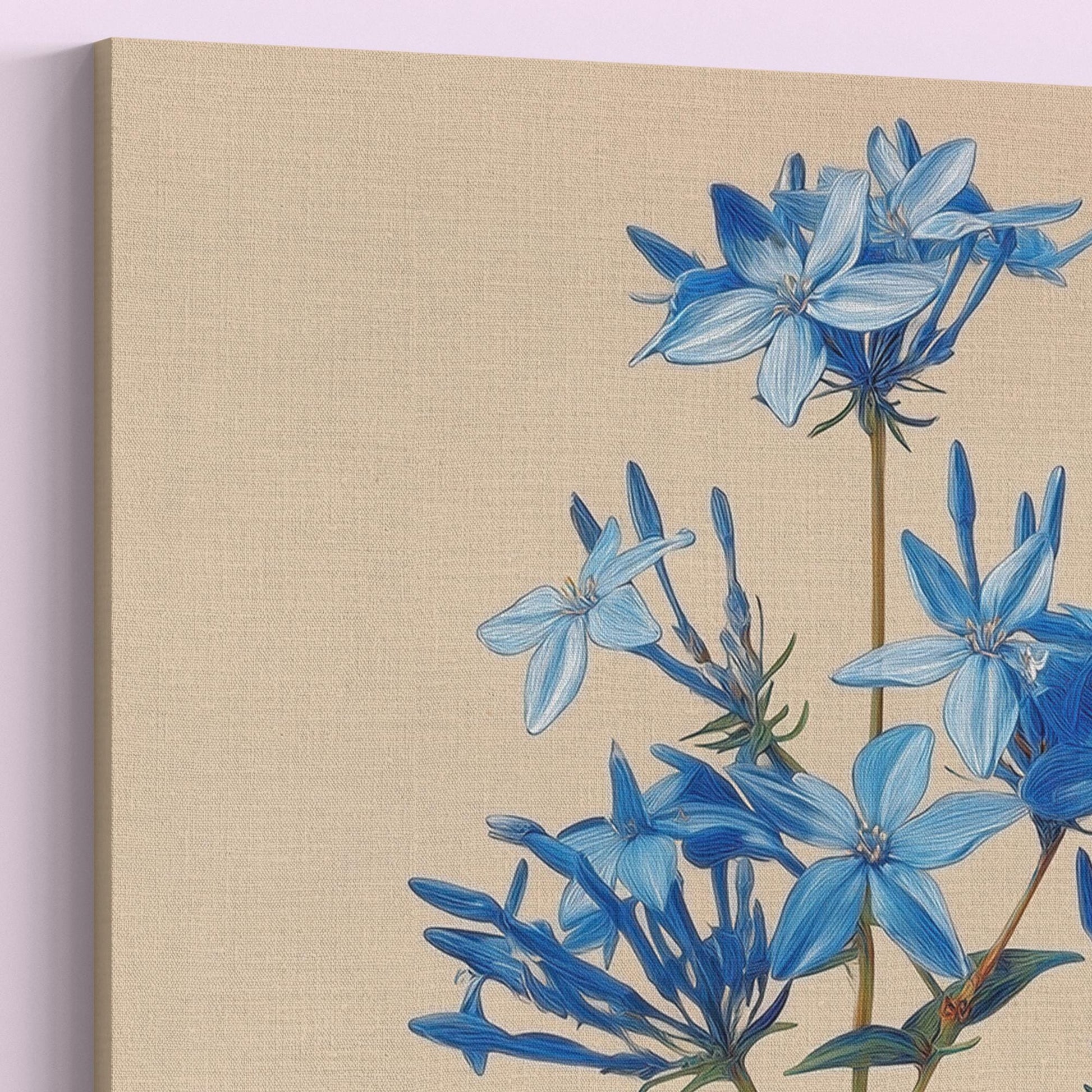 Blue Bluestar Flower Canvas / Unframed Print. Amsonia Blue Star Wildflower Picture Poster, Navy Wall Decor, Glamorous Minimalist Floral Art - CanvasityCrafts - Free Shipping