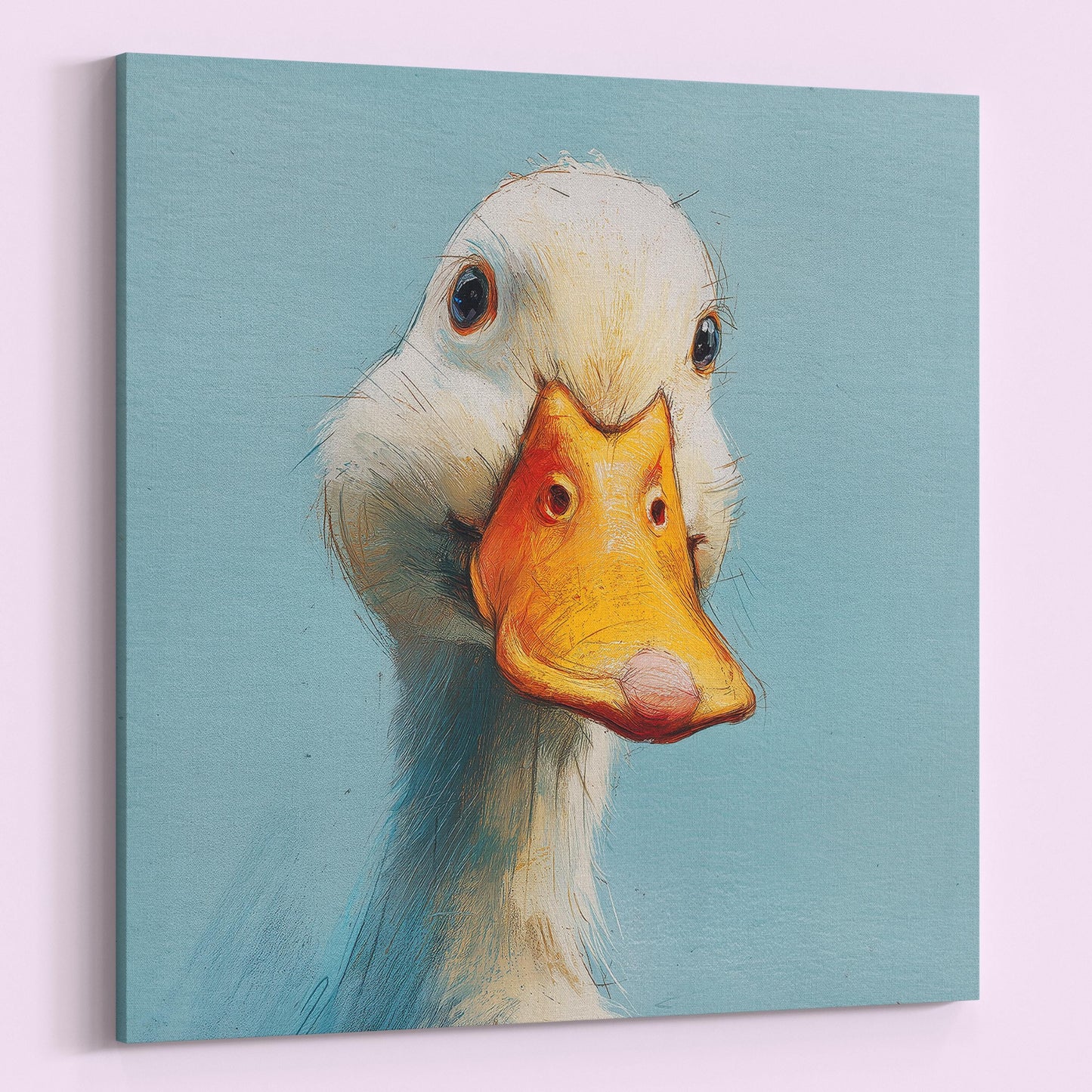 Duck Painting Canvas / Unframed. Vintage Duck Art Print, Funny Bird Portrait, Cute Animal Painting Blue Farm Wall Decor, Farmer Gift Idea - CanvasityCrafts - Free Shipping