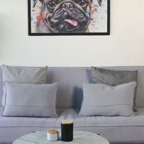 Watercolor Pug Canvas or Unframed Print. Colorful Quirky Wall Art Gift for Dog Lovers, Cute Pug Mom, Dad Painting. Funny Birthday Present