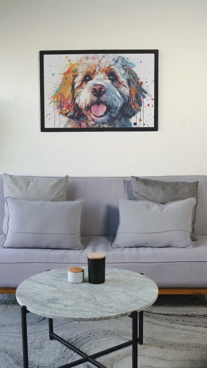 Colorful Cavapoo Poster | Watercolor Wall Art Gift for Dog Lovers, Cute Colourful Cavapoo Painting for Doodle Mom or Doodle Dad