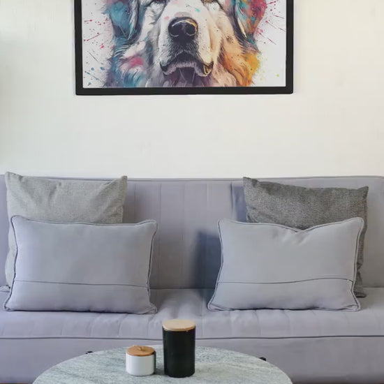 Majestic Great Pyrenees Watercolor Poster Print. Colorful Wall Art Gift for Dog Lovers, Pyrenees Mom, Dad, Watercolour Splatter Painting