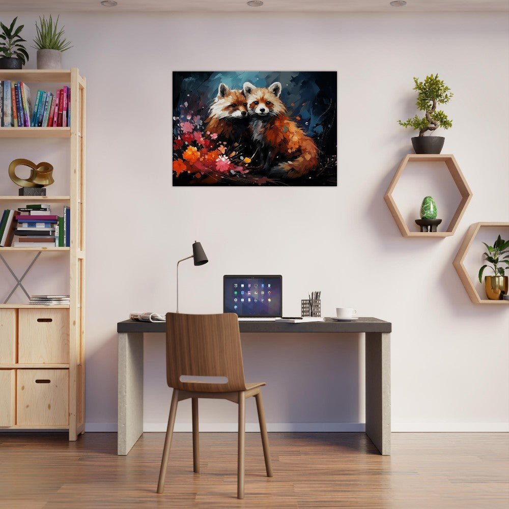 Abstract 2 Affectionate Red Pandas on Canvas - Valentine's Day Gift - Canvas - Colourful wall art by Canvasity Crafts