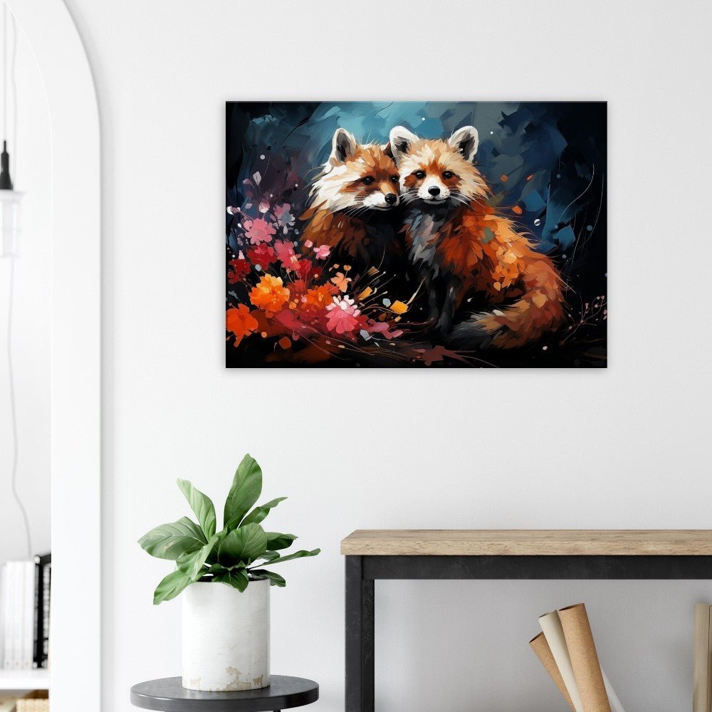 Abstract 2 Affectionate Red Pandas on Canvas - Valentine's Day Gift - Canvas - Colourful wall art by Canvasity Crafts