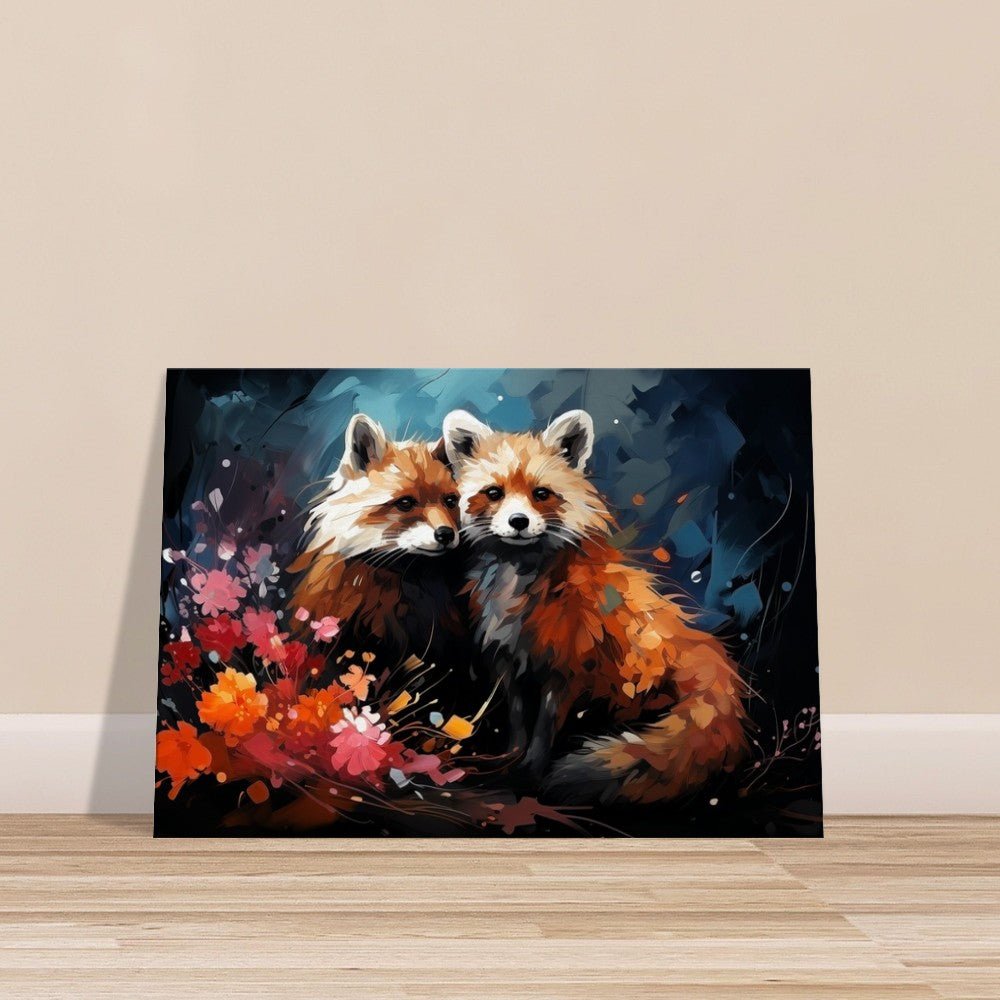 Abstract 2 Affectionate Red Pandas on Canvas - Valentine's Day Gift - Canvas - Colourful wall art by Canvasity Crafts