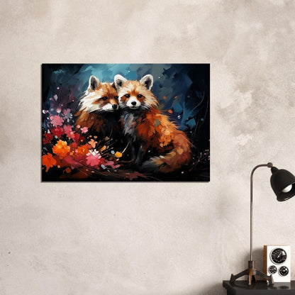 Abstract 2 Affectionate Red Pandas on Canvas - Valentine's Day Gift - Canvas - Colourful wall art by Canvasity Crafts