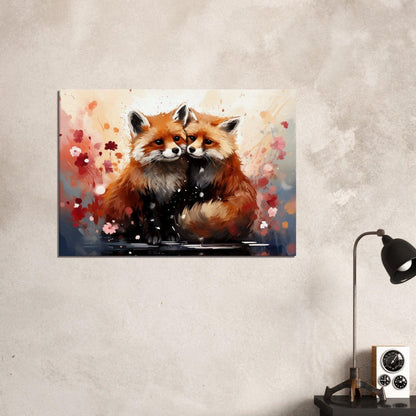 Abstract 2 Red Pandas in Love on Canvas - Valentine's Day Gift - Canvas - Colourful wall art by Canvasity Crafts