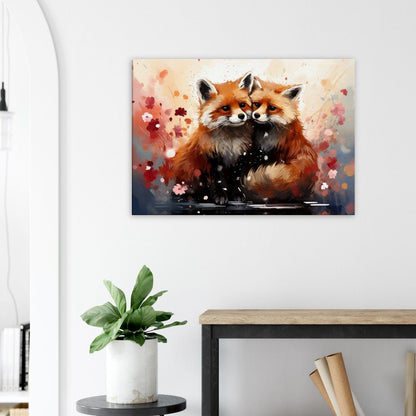 Abstract 2 Red Pandas in Love on Canvas - Valentine's Day Gift - Canvas - Colourful wall art by Canvasity Crafts