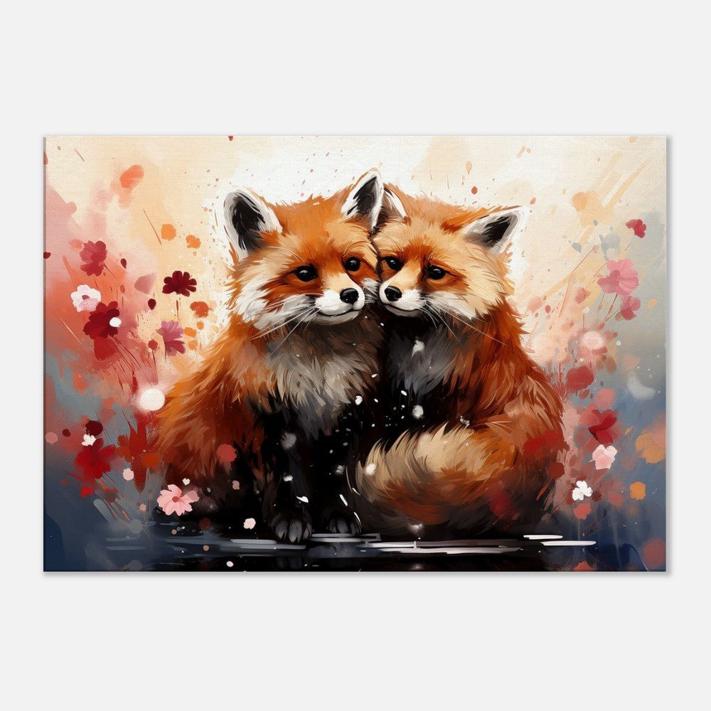 Abstract 2 Red Pandas in Love on Canvas - Valentine's Day Gift - Canvas - Colourful wall art by Canvasity Crafts