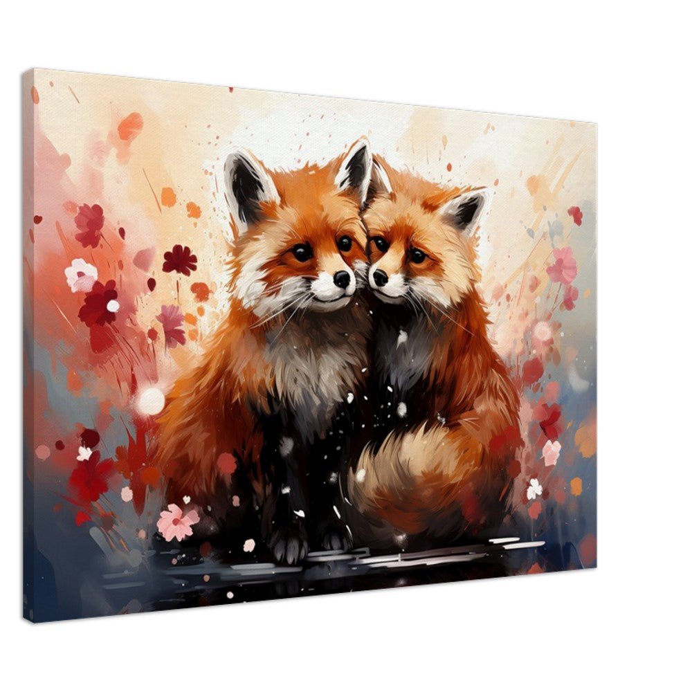 Abstract 2 Red Pandas in Love on Canvas - Valentine's Day Gift - Canvas - Colourful wall art by Canvasity Crafts