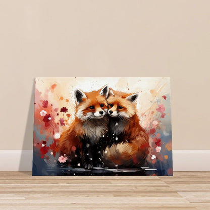 Abstract 2 Red Pandas in Love on Canvas - Valentine's Day Gift - Canvas - Colourful wall art by Canvasity Crafts