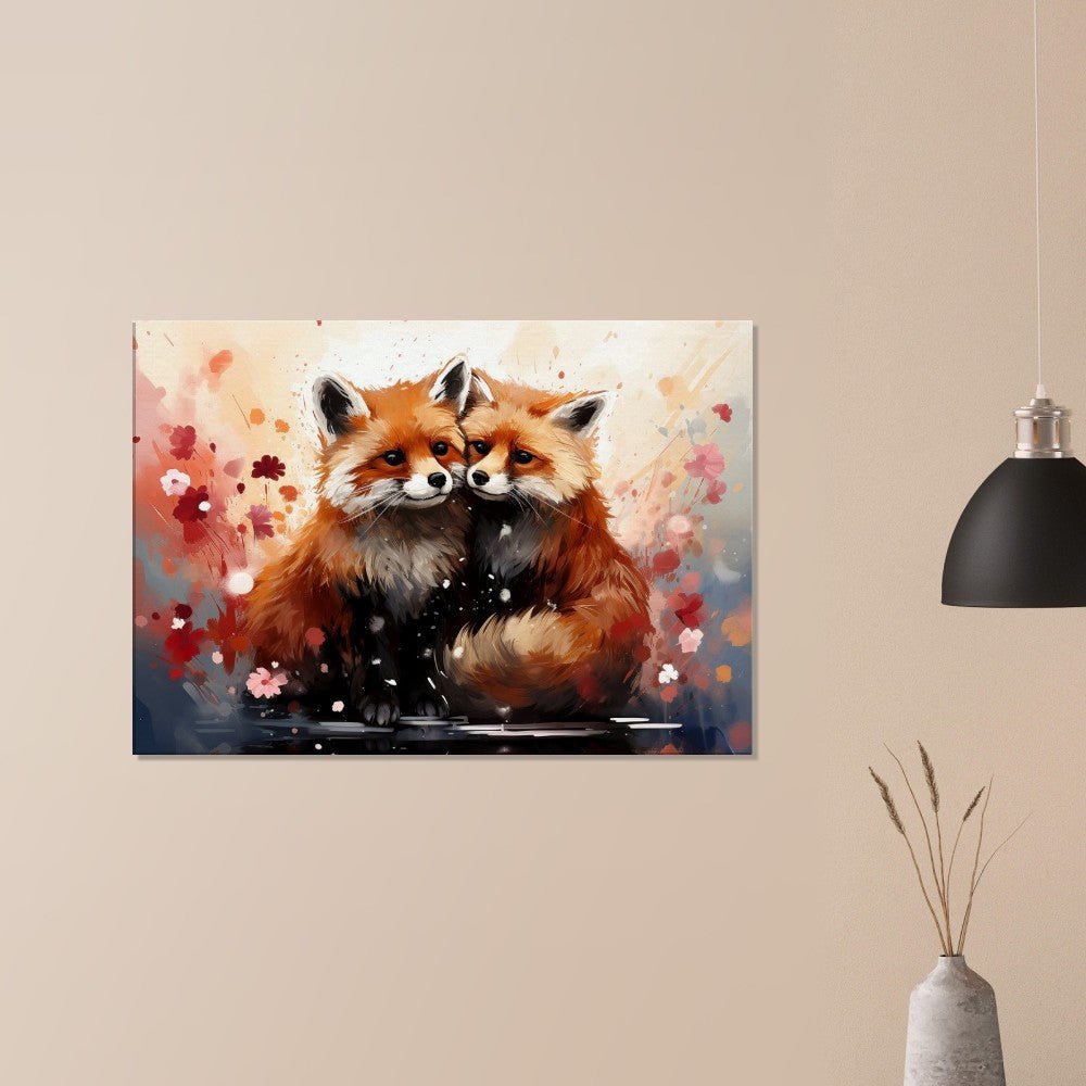 Abstract 2 Red Pandas in Love on Canvas - Valentine's Day Gift - Canvas - Colourful wall art by Canvasity Crafts