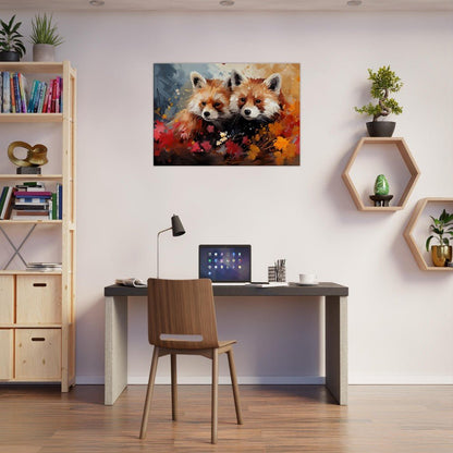 Abstract 2 Red Pandas, togetherness on Canvas - Valentine's Day Gift - Canvas - Colourful wall art by Canvasity Crafts