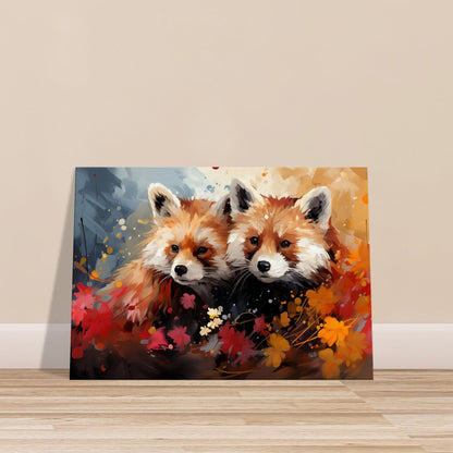 Abstract 2 Red Pandas, togetherness on Canvas - Valentine's Day Gift - Canvas - Colourful wall art by Canvasity Crafts